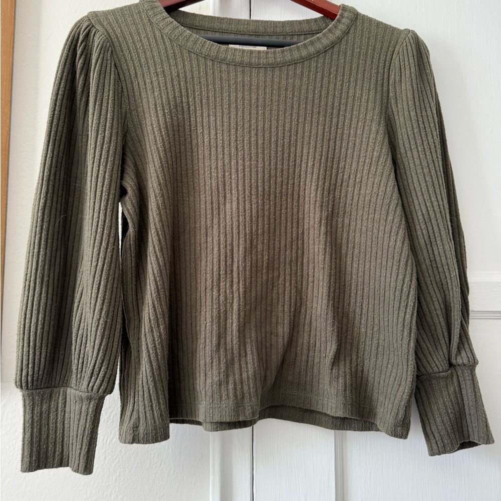 Madewell Olive Ribbed Long Sleeve Tee